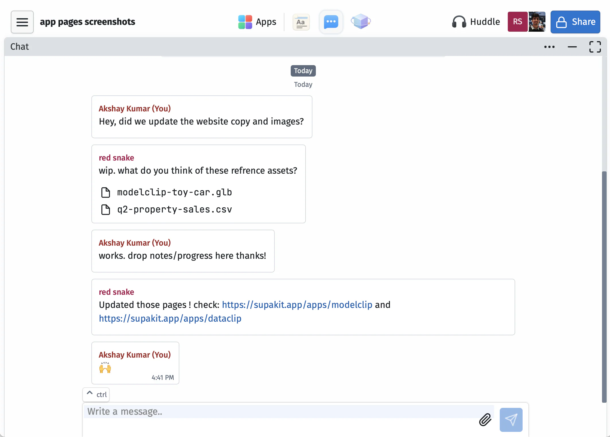 A short conversation with shared project files in Chat