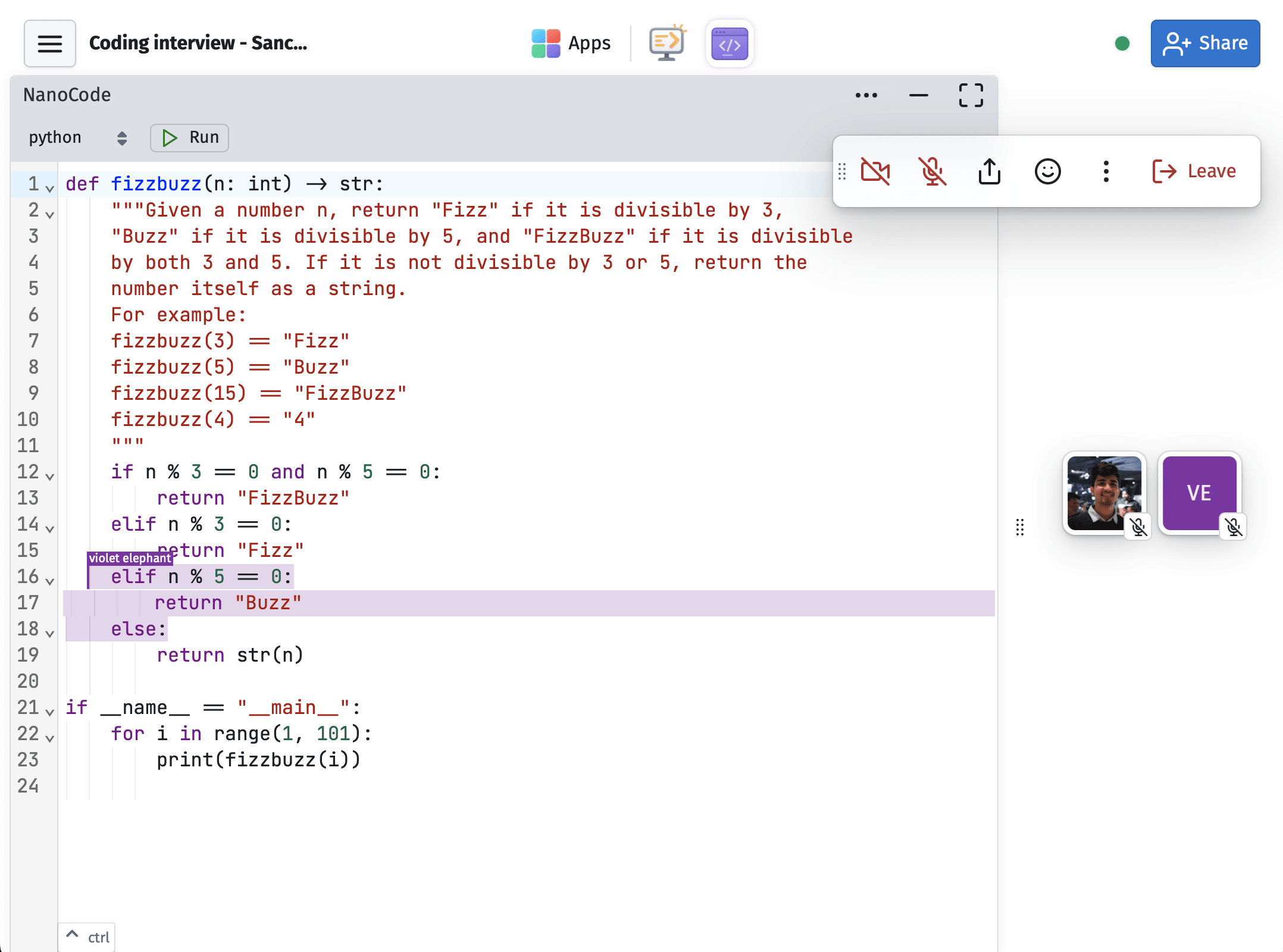 Codenano code editor open in a Nomad space